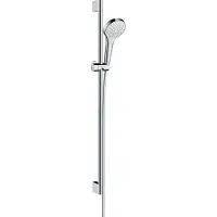 Hansgrohe Ensemble de douchette Croma Select S, 110 V, Vario EcoSmart, avec barre de douche de 90 cm, blanc/chromé