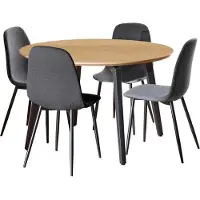 Ebuy24 Cadiz ensemble pour salle à manger table et 4 chaises naturel, gris foncé.