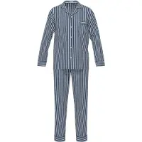 Seidensticker Pyjama long bleu foncé / blanc