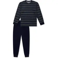 Schiesser Pyjama crème / bleu foncé