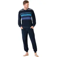 Hajo Pyjama long bleu / bleu marine / turquoise / gris