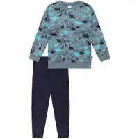 Schiesser Pyjama bleu clair / bleu foncé / gris