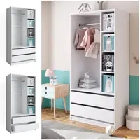 Autre Vicco Armoire Pour Enfants Elmo, Blanc, 100 X 200 Cm Avec 2 Tiroirs Et Boîtes Pliantes