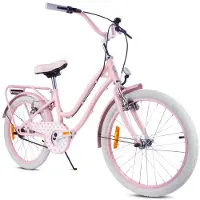 Sun baby Vélo pour enfant Heart Bike 20 pouces pour fille, vélo pour enfants à partir de 6 ans, 1 vitesse, freins V-brake, porte-bagages, catadioptres, couleur Silver Moon Rosa, 20 pouces
