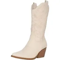 Salinyang Bottes de cowboy beige clair