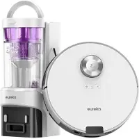 Eureka E20 Plus Aspirateur robot auto-aspirant avec évitement des obstacles pour tapis et animaux domestiques Noir