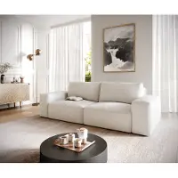 DELIFE Big canapé Lanzo 230x95 cm bouclé blanc crème
