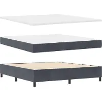 vidaXL Lit boxspring LED avec tête de lit, gris foncé, 180 x 200 cm, velours