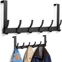 Luft Porte-manteau - 12 crochets - inox - Suspension - Porte-manteau - Vêtements - Cintres - Crochet - Vintage - Industriel - Garde robe - Noir -