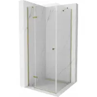 Mexen Roma paroi de douche avec porte battante 80 x 80 cm, Transparent, Or - 854-080-080-50-00