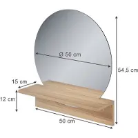Vicco Miroir mural Elyra Chêne de force doré 50x54.5cm avec tablette, Model 58388