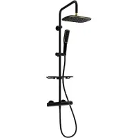 Mexen KT49 ensemble de douche apparent avec pomme de douche et robinet thermostatique, noir/or - 771504993-75