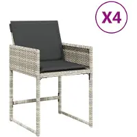 vidaXL Chaises de jardin avec coussins 4 pcs. Gris clair Poly rotin