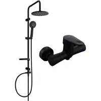 Mexen Carl ensemble de douche en saillie avec pomme de douche et robinet de douche Kama, noir - 72540240-70