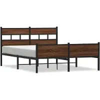 vidaXL Lit métallique sans matelas aspect chêne brun 160x200 cm