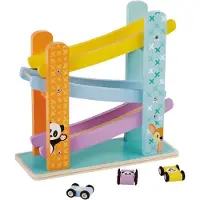 Studio circus Circuit de course en bois : jouet coloré avec 3 voitures