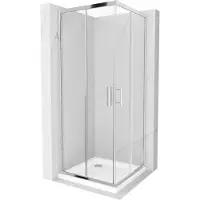 Mexen Rio Cabine de douche carrée 70 x 70 cm, transparente, chromée + receveur de douche plat, blanc - 860-070-070-01-00-4010