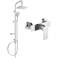 Mexen Sven ensemble de douche en saillie avec pluie ciel et mitigeur de douche Alfa, chrome - 745740262-00