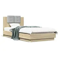 vidaXL Cadre de lit avec tête de lit chêne Sonoma 90x200 cm bois composite