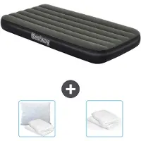 OEM Lit simple - Blauw - 99 x 188 x 28 cm - avec matelas pneumatique, pompe, oreiller et taie d'oreiller