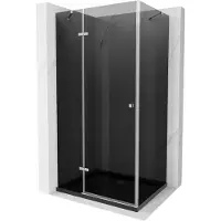 Mexen Roma cabine de douche avec porte battante 80 x 100 cm, Noir graphite, Chrome + receveur de douche Flat, Noir - 854-080-100
