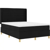 vidaXL Lit boxspring avec bandes lumineuses LED, noir, 140 x 190 cm, tissu