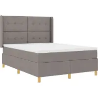 vidaXL Lit boxspring avec bandes lumineuses LED, taupe, 140 x 200 cm, tissu