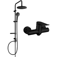 Mexen Erik ensemble de douche apparent avec pomme de douche et robinet de douche Pecos, noir - 72740205-70