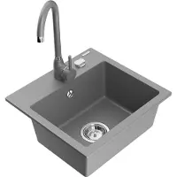 Mexen Évier 1 bac en granit Milo avec mitigeur Telma, gris (6505-71-670200-71)