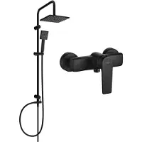 Mexen Tord ensemble de douche mural avec pomme de douche et robinet de douche Lynx, noir - 745940200-70