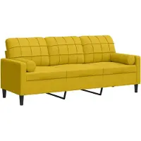 vidaXL Canapé 3 places avec coussins décoratifs jaune 180 cm velours