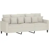 vidaXL Canapé 3 places crème 180 cm velours