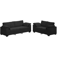 vidaXL Ensemble de canapé 2 pièces avec coussins, velours noir