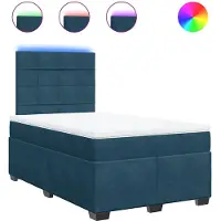 vidaXL Lit boxspring avec matelas bleu 120x190 cm velours