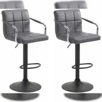 CLP - Ensemble de 2 tabourets Lucy V2, réglables en hauteur et pivotants | Couleur : gris, structure : noir