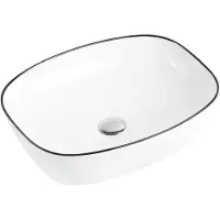 Mexen Lita lavabo à poser 49 x 37 cm, blanc/noir - 22124907