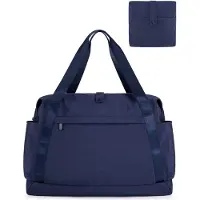Famanu Sac de voyage 29 litres, bleu, souple, infroissable, sac de week-end à porter à la main
