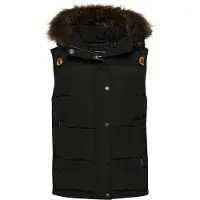 Superdry pour femme. W5011395A Gilet en fourrure synthétique Everest noir (L), Casuel, Polyester