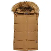 Superdry pour femme. W5011395A Gilet en fourrure synthétique Everest beige (XL), Casuel, Polyester
