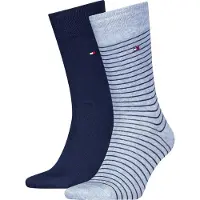 Tommy Hilfiger Lot De 2 Paires De Chaussettes À Rayures Th Men Small Stripe S/Light Blue Melange - 43-44