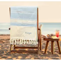 Yoursurprise Serviette hammam personnalisée - Bleu - 210 x 203 cm