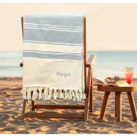 Yoursurprise Serviette hammam personnalisée - Gris - 210 x 203 cm
