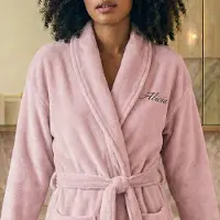 Yoursurprise Peignoir en éponge femme - avec prénom - Rose L/XL