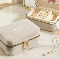 Yoursurprise Boîte à bijoux personnalisée prénom - Rectangulaire - Beige