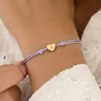 Yoursurprise Bracelet en cordon personnalisé - Violet - Cœur doré