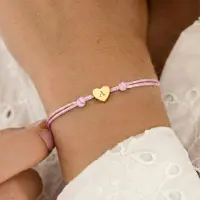 Yoursurprise Bracelet en cordon personnalisé - Bleu - Cœur doré