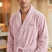 Yoursurprise Peignoir éponge pour hommes - avec prénom - Rose - S/M