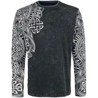 Black premium by emp T-shirt manches longues de - Haut Manches Longues Noir Délavé & Imprimé - S - 5XL - pour Homme - noir - Taille 5XL