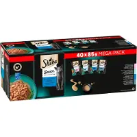 Sheba Sauce Collection Sachets de sauce Fish Flavours 40x85 g avec saumon, poisson blanc, thon, cabillaud
