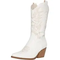 Salinyang Bottes de cowboy blanc